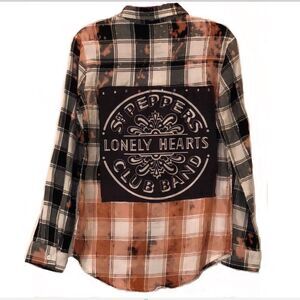 Kid's Plaid Flannel With Rock Band Album T-Shirt P